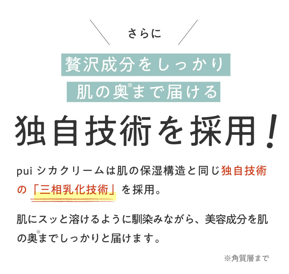 さらに贅沢成分をしっかり肌の奥まで届ける独自技術を採用！